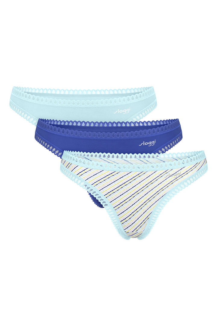 Sloggi GO Crush 10219704 M007 Blue Multicolour 3-Pack String Briefs