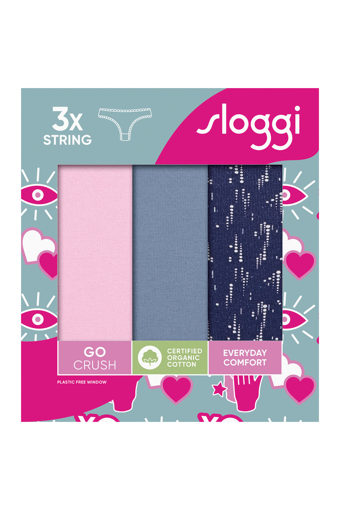 Sloggi Go Crush 10219704 V004 Multiple Colours 3-Pack String Brief