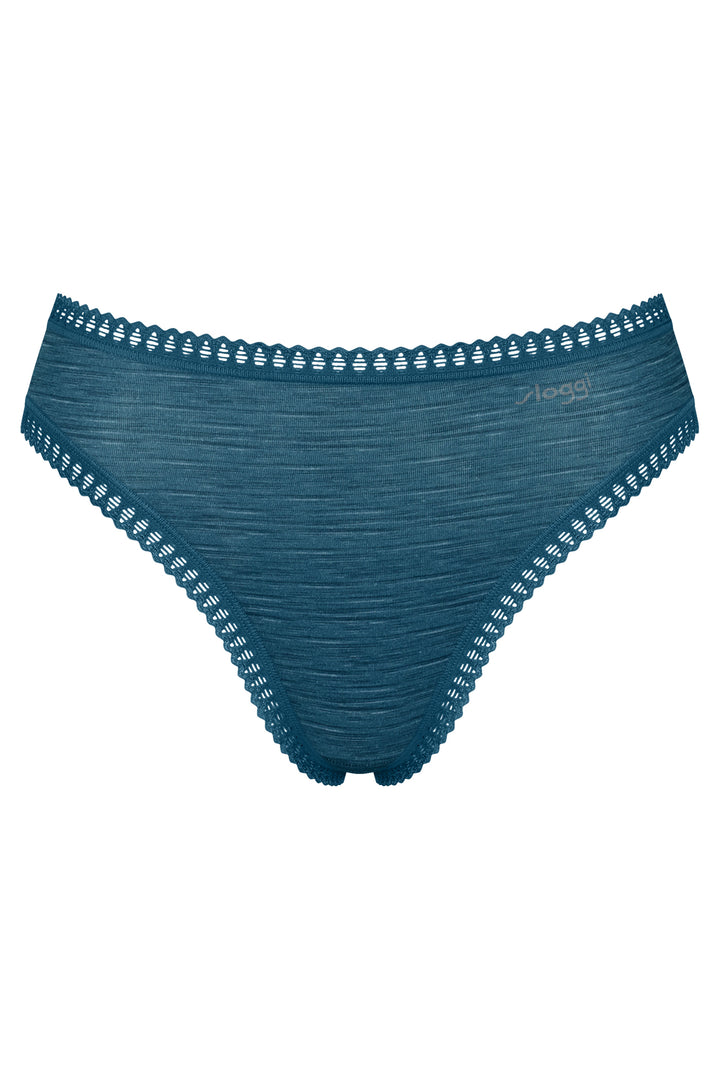 Sloggi Go Crush High Leg C3P Turquoise Blue Briefs, packshot front, third of three