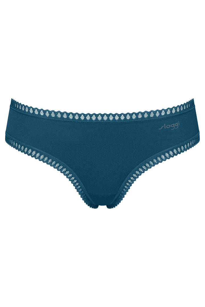 Sloggi Go Crush Hipster C3P Turquoise Blue Briefs, packshot front, first of three