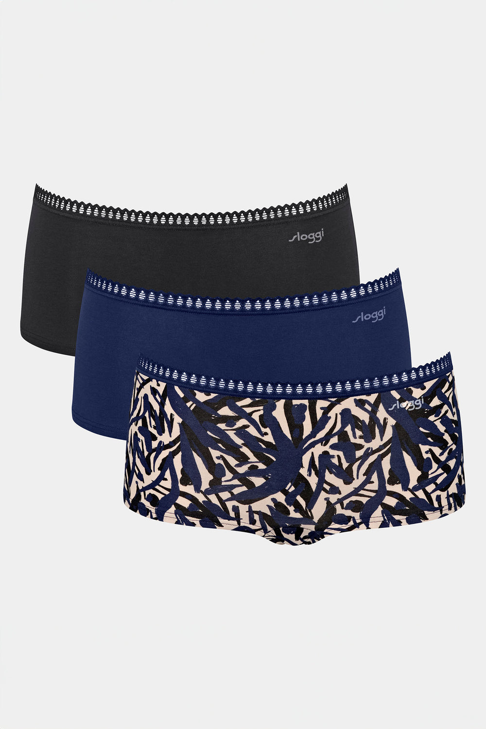 Sloggi Go Crush Short Blue Dark Combination 3 Pack 10219652 M008 - Shirley Allum Boutique
