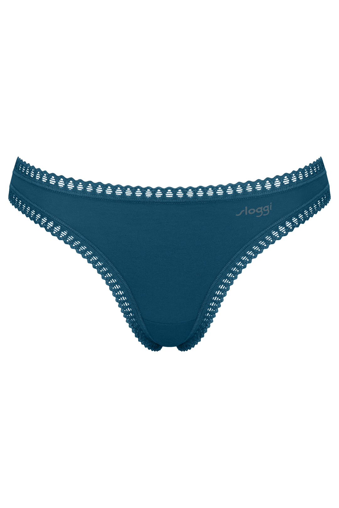 Sloggi Go Crush String C3P Turquoise Blue Briefs, packshot front, first of three
