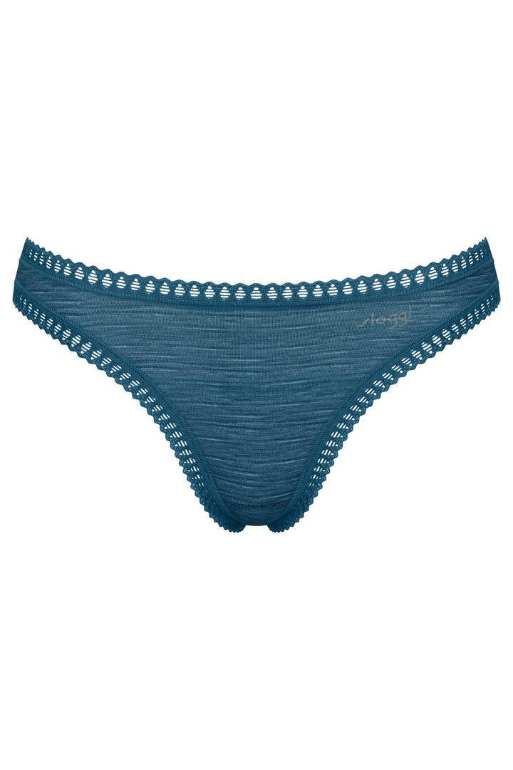 Sloggi Go Crush String C3P Turquoise Blue Briefs, packshot front, third of three