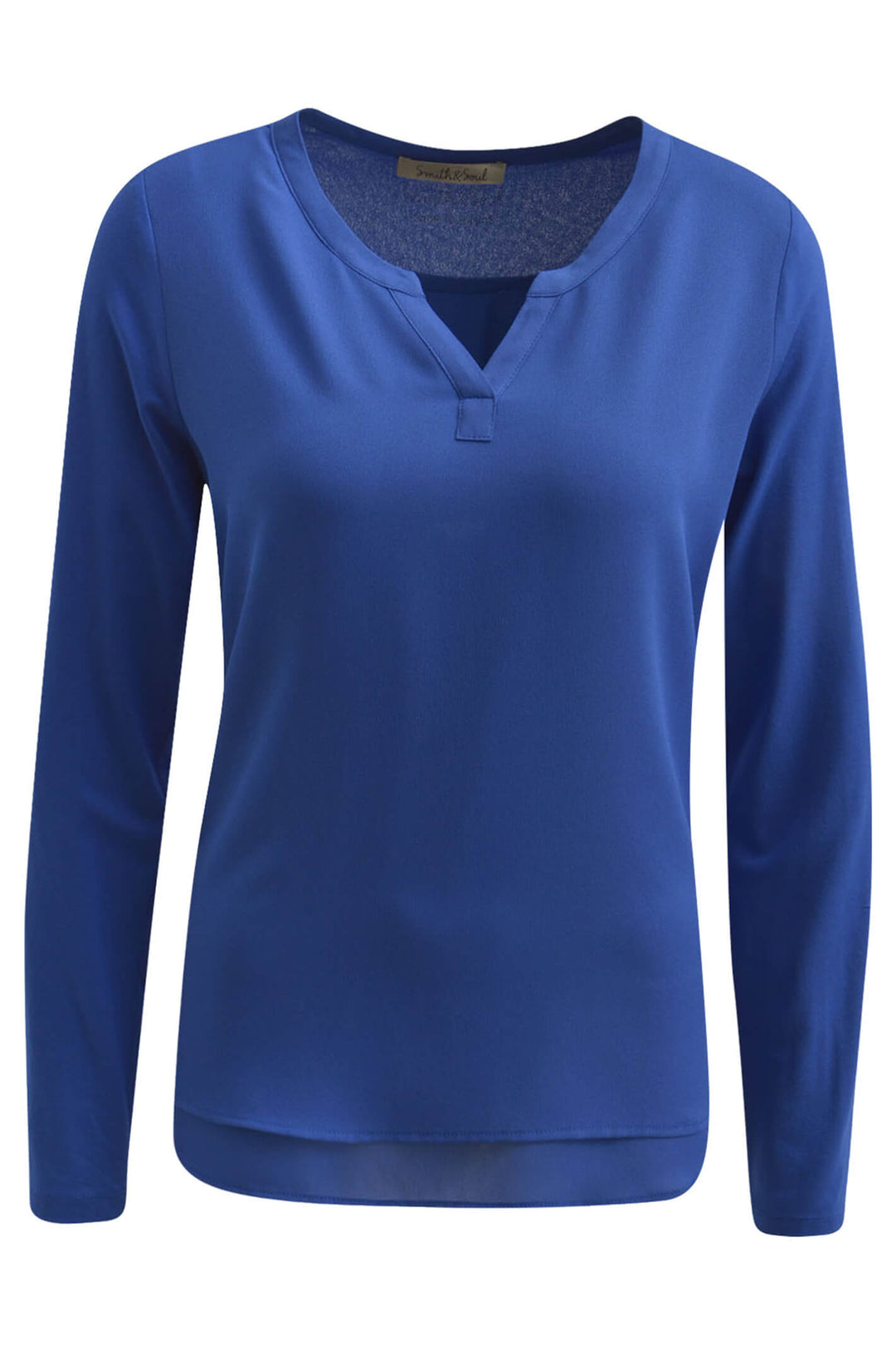 Smith & Soul 0823-0807-624 Cornflower Blue Split Neck Top - Shirley Allum Boutique