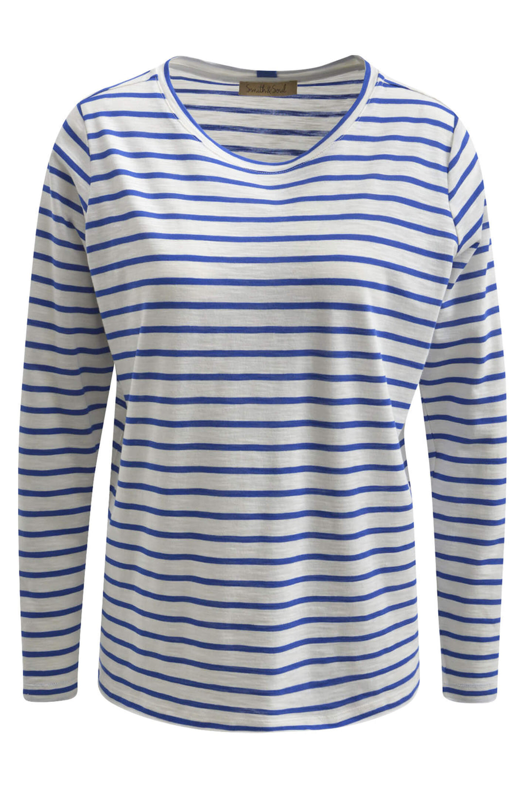 Smith & Soul 0823-0824 1624 Cornflower Blue Stripe Long Sleeve Top - Shirley Allum Boutique