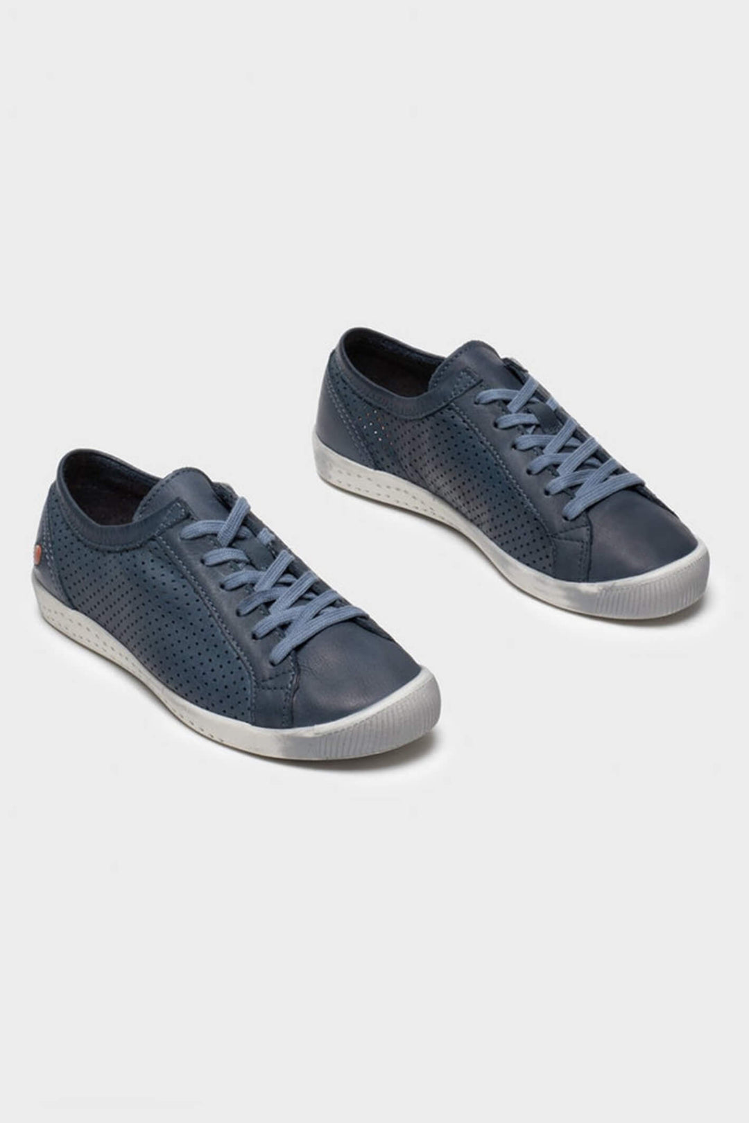 Softinos ICA388SOF Smooth Navy Lace Up Leather Trainers - Shirley Allum Boutique