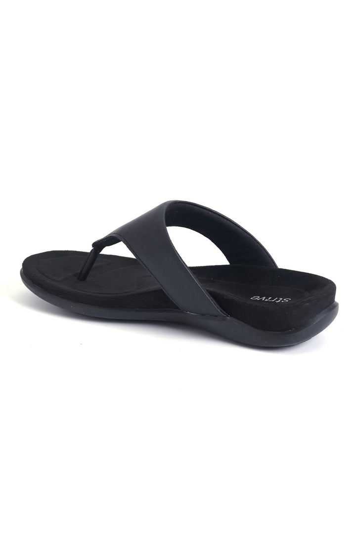 Strive Antibes Black Leather Toe-Post Sandals