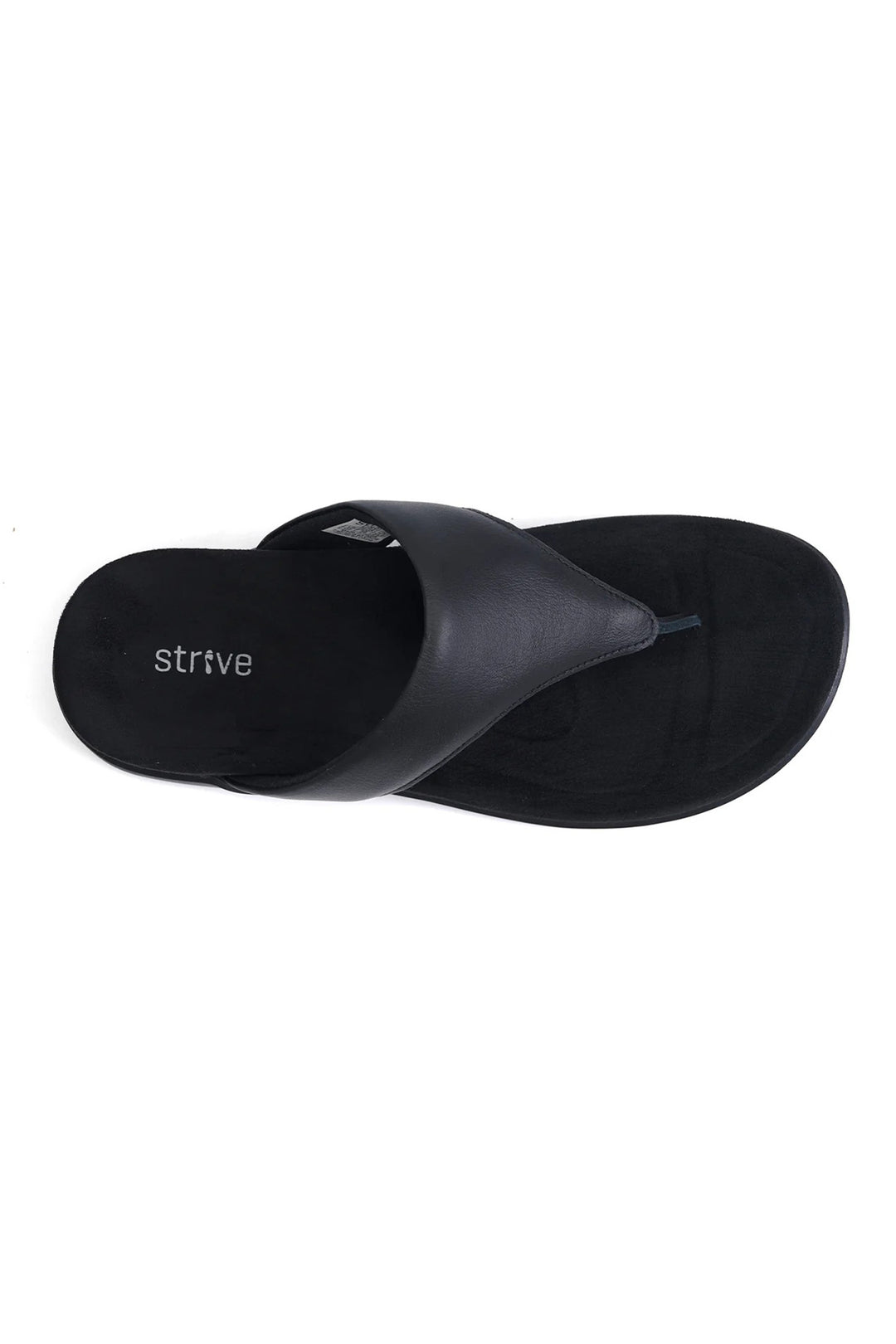 Strive Antibes Black Leather Toe-Post Sandals