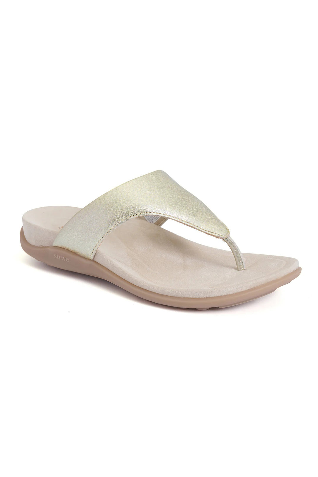 Strive Antibes Gold Leather Toe-Post Sandals