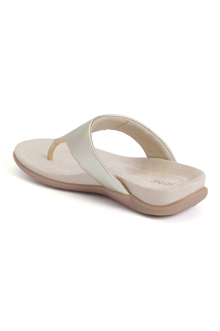 Strive Antibes Gold Leather Toe-Post Sandals