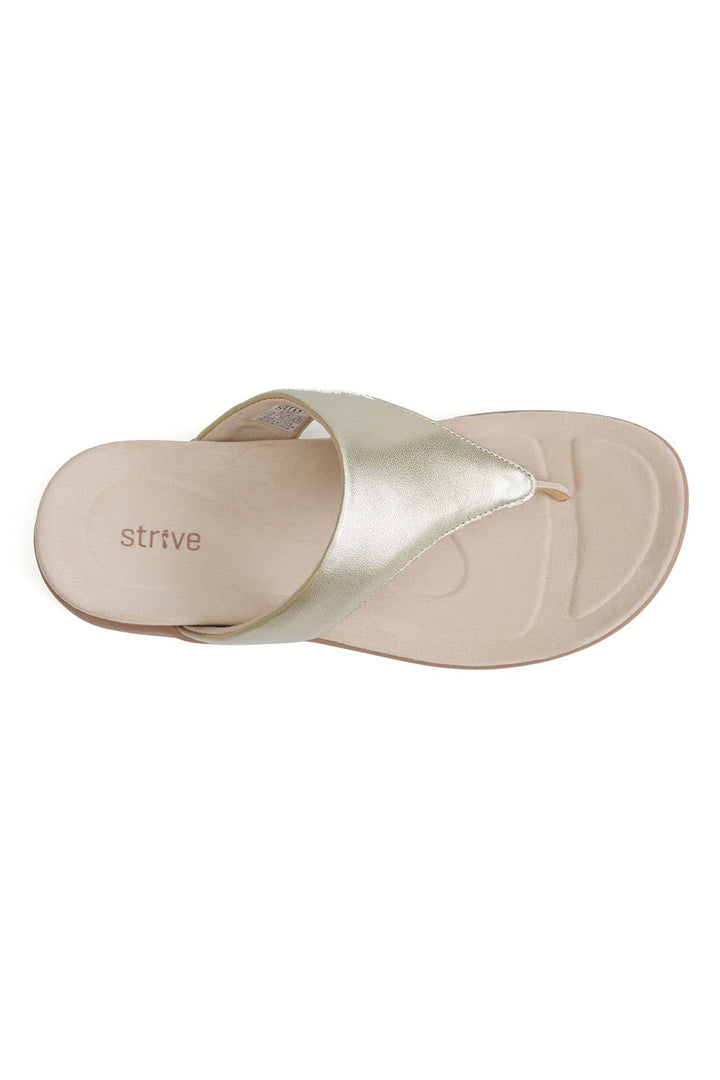Strive Antibes Gold Leather Toe-Post Sandals