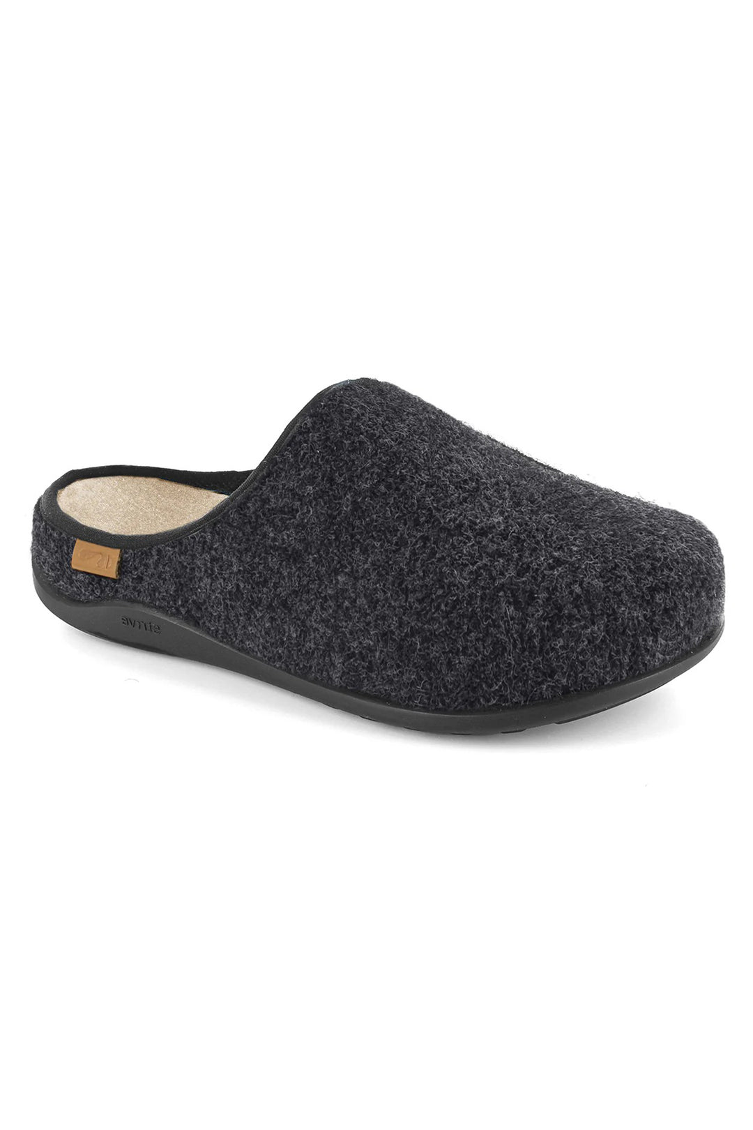 Dark gray slipper on a white background