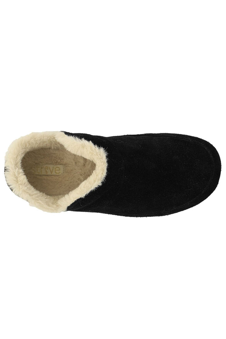 Strive Geneva Suede Faux Fur Slipper Black - Shirley Allum Boutique