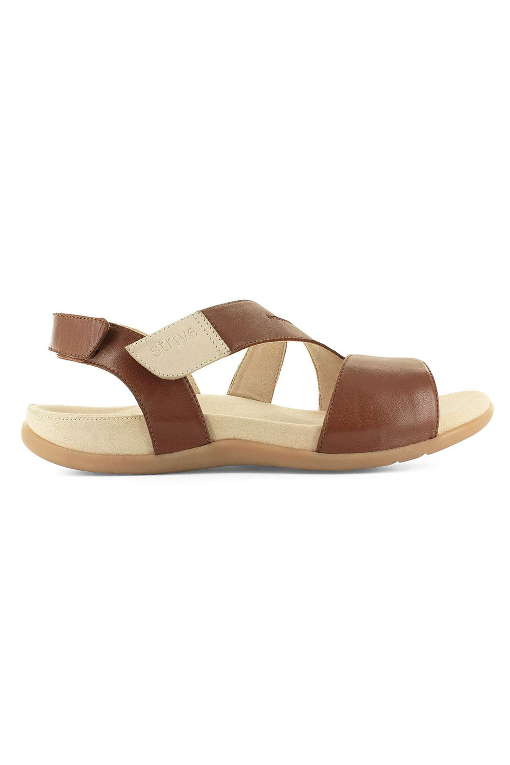 Strive Jinny Tan Brown Leather Memory Foam Footbed Sandal - Shirley Allum Boutique