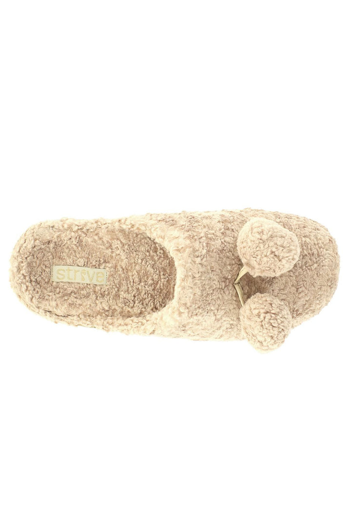 Strive Riga Teddy Bear Plush Pom Pom Slipper Nude - Shirley Allum Boutique