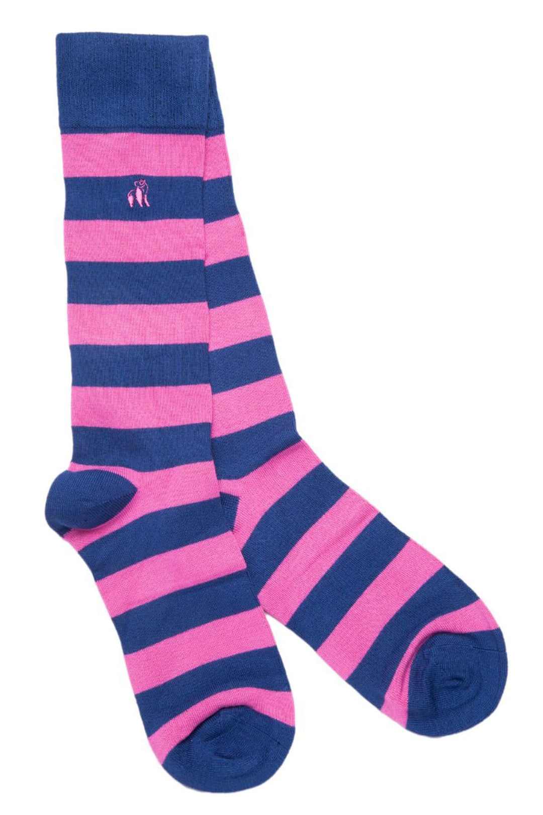 Swole Panda SP088-S-ST Rich Pink Stripe Comfort Cuff Socks - Shirley Allum Boutique