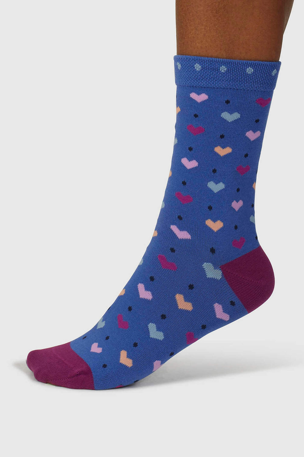 Thought SPW897 Light Sapphire Blue Tyas Heart Organic Cotton Socks - Shirley Allum Boutique
