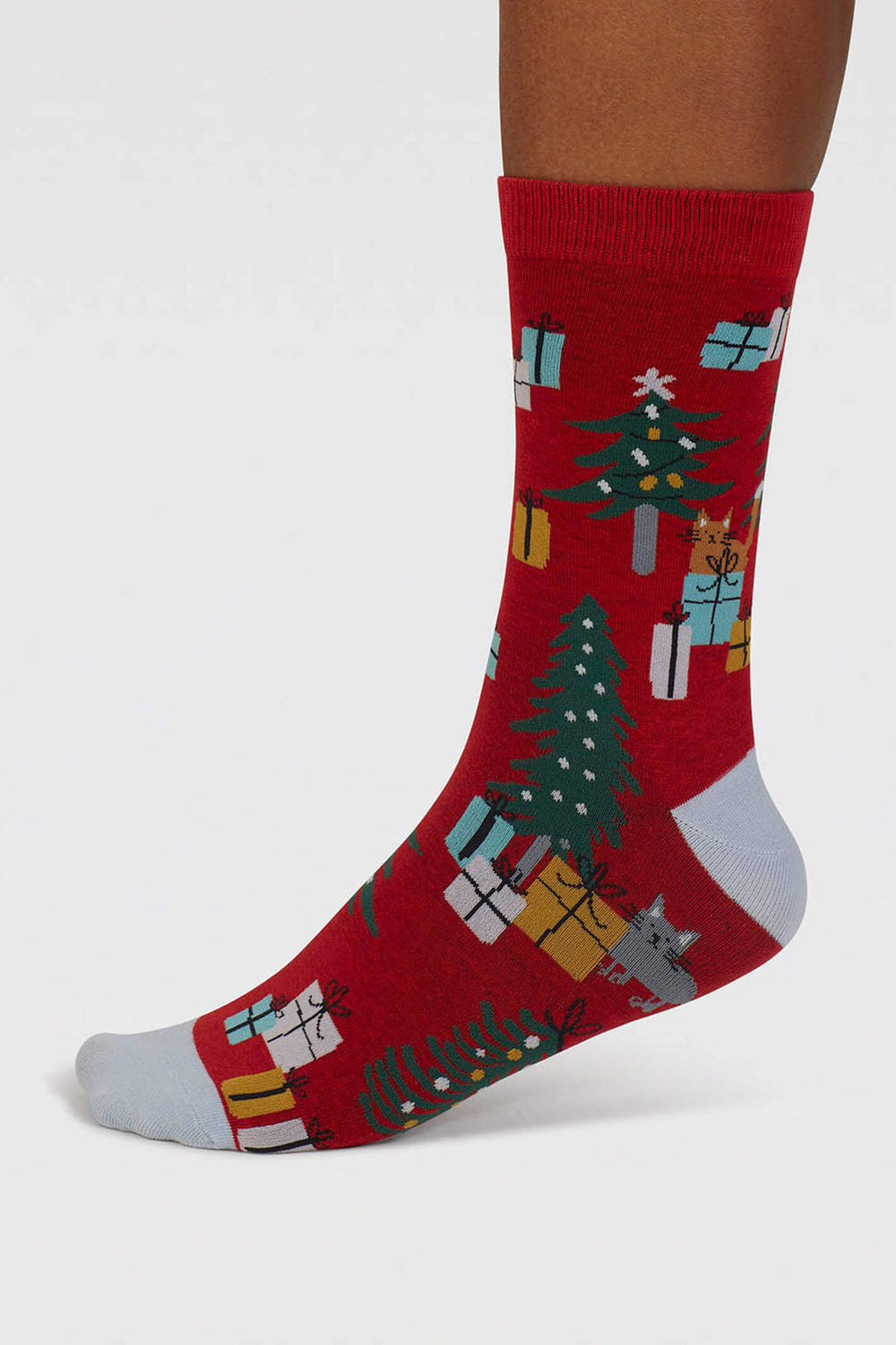 Thought SPW919 Jemila Poppy Red Christmas Organic Cotton Socks - Shirley Allum Boutique