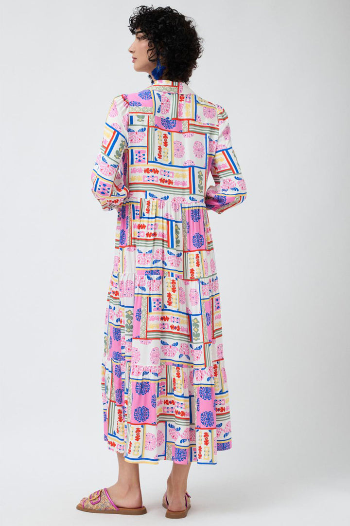 Tinta Shirt Dress Burton Patchwork Print Natural Pink - Shirley Allum Boutique
