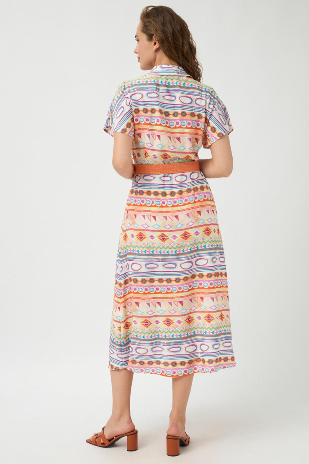 Tinta Shirt Dress Galera Print Orange - Shirley Allum Boutique