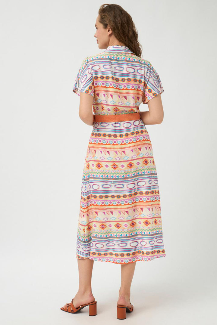 Tinta Shirt Dress Galera Print Orange - Shirley Allum Boutique