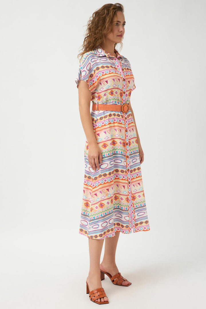 Tinta Shirt Dress Galera Print Orange - Shirley Allum Boutique