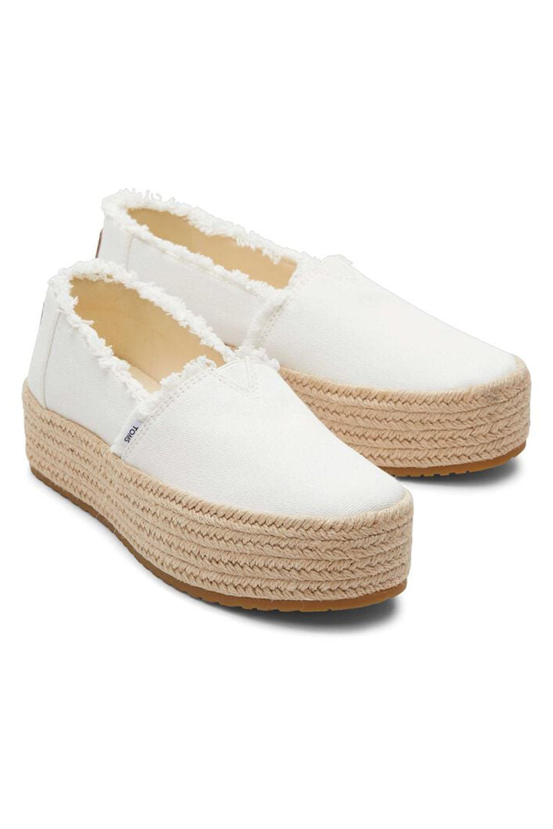 Toms Valencia 10019820 White Canvas Platform Espadrille - Shirley Allum Boutique