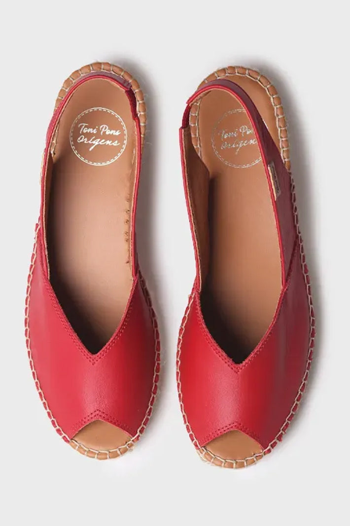 Toni Pons Bernia-P Espadrille Red Leather Wedge Heel Sandal