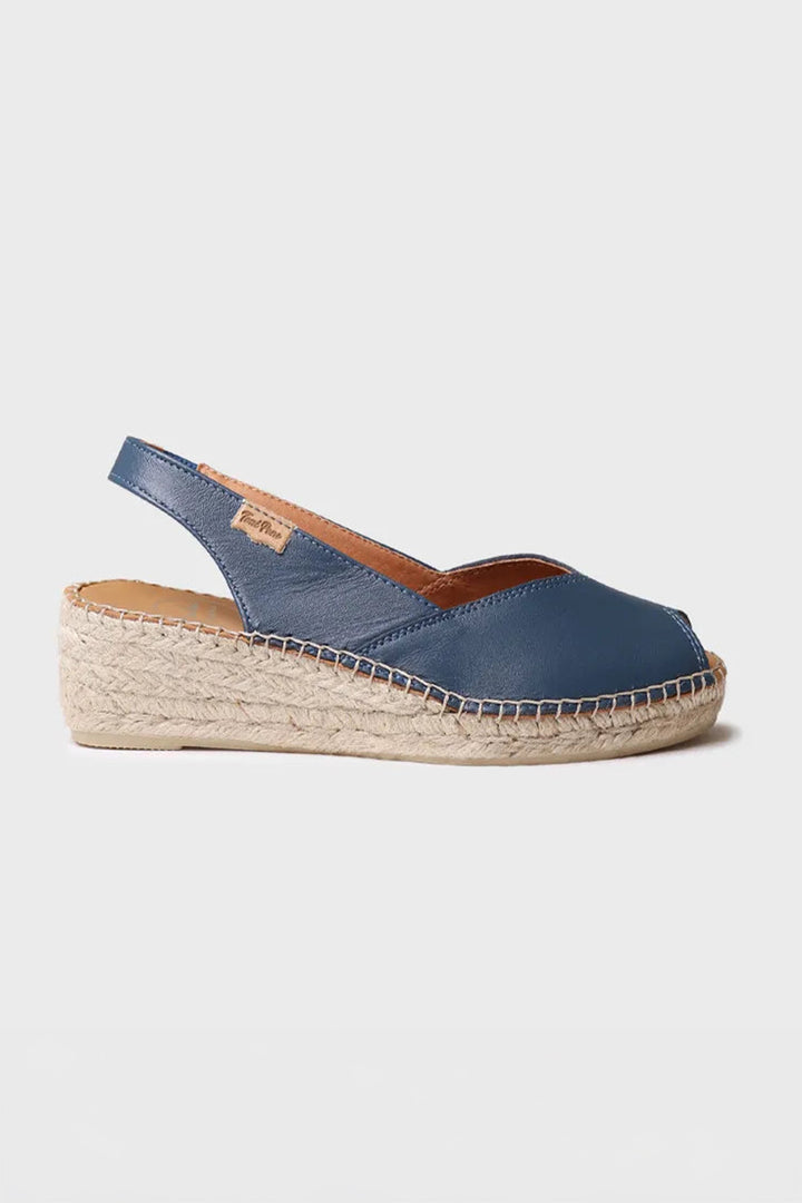 Toni Pons Bernia-P Espadrille Sandal Ocean Blue Leather Wedge Heel - Shirley Allum Boutique