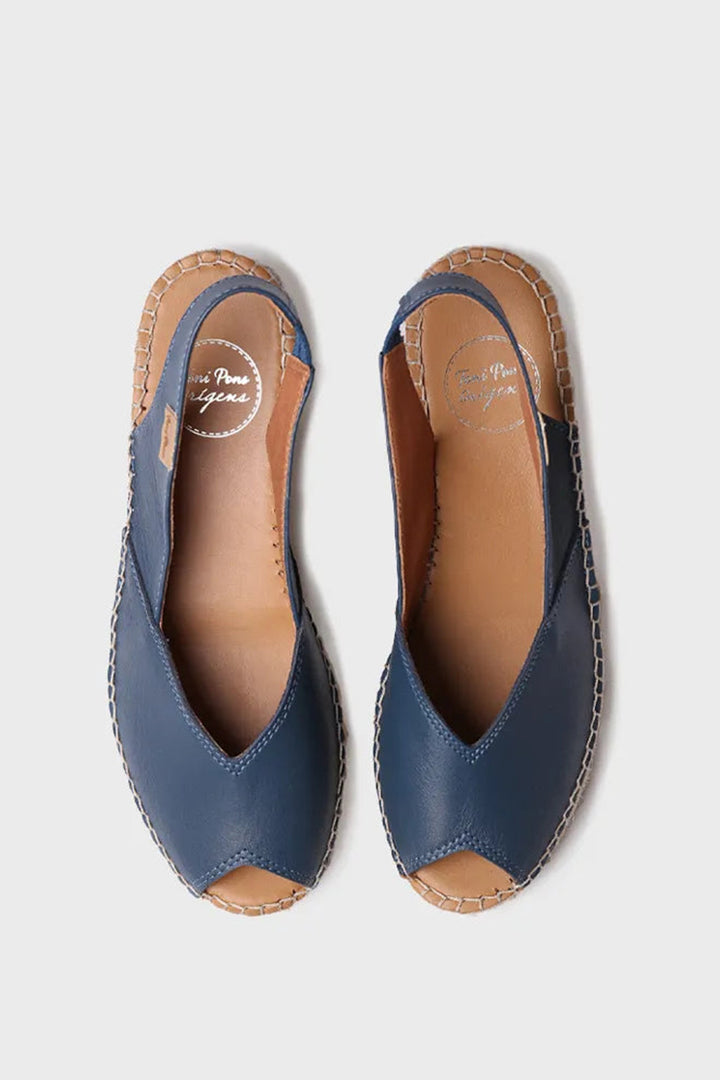Toni Pons Bernia-P Espadrille Sandal Ocean Blue Leather Wedge Heel - Shirley Allum Boutique