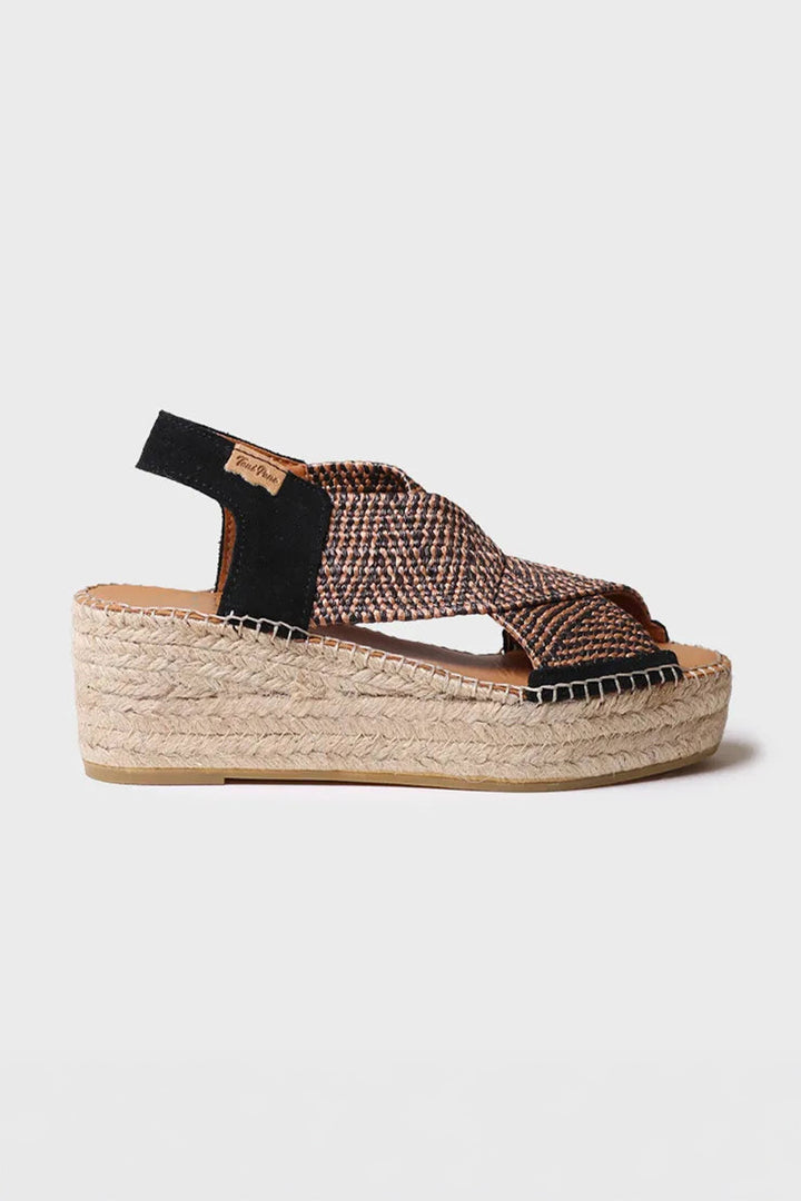 Toni Pons Masai Black Wedge Heel Espadrille Sandal - Shirley Allum Boutique