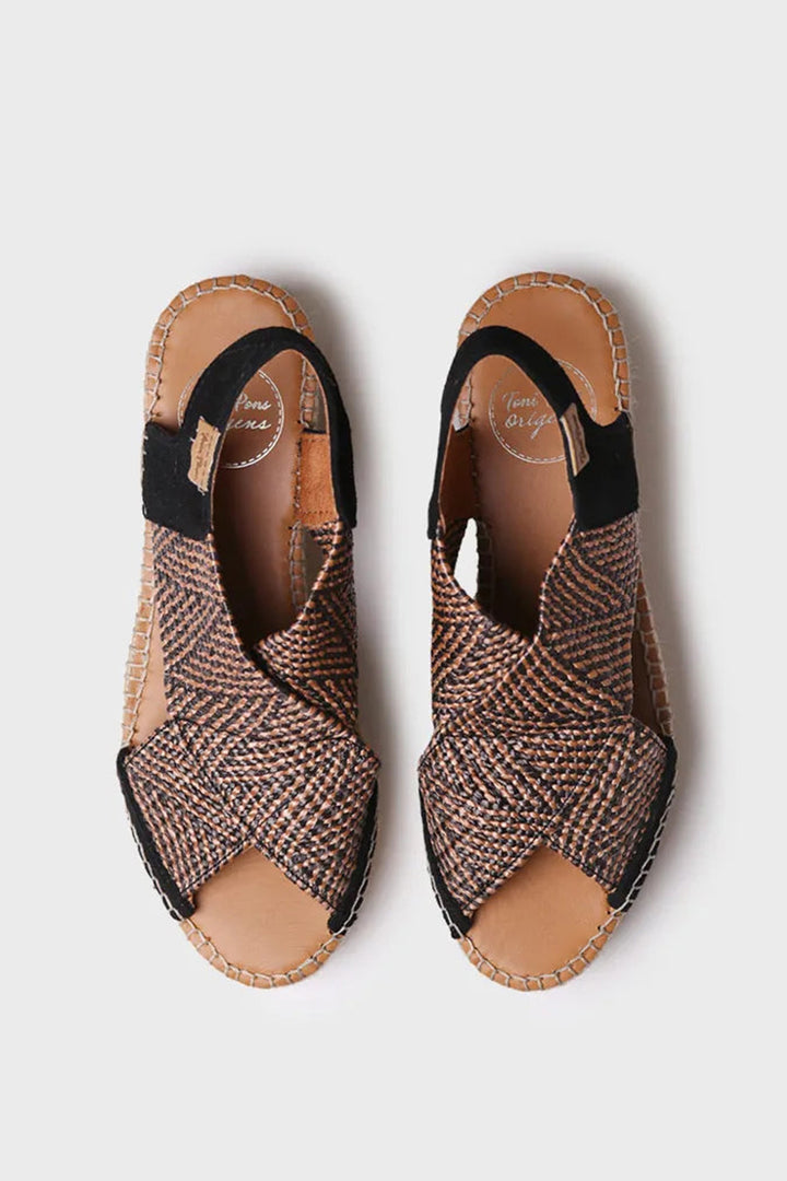 Toni Pons Masai Black Wedge Heel Espadrille Sandal - Shirley Allum Boutique