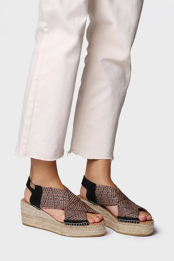 Toni Pons Masai Black Wedge Heel Espadrille Sandal - Shirley Allum Boutique