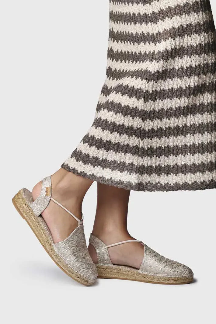 Toni Pons Nerea-CG Espadrille Platinum Gold Sandal