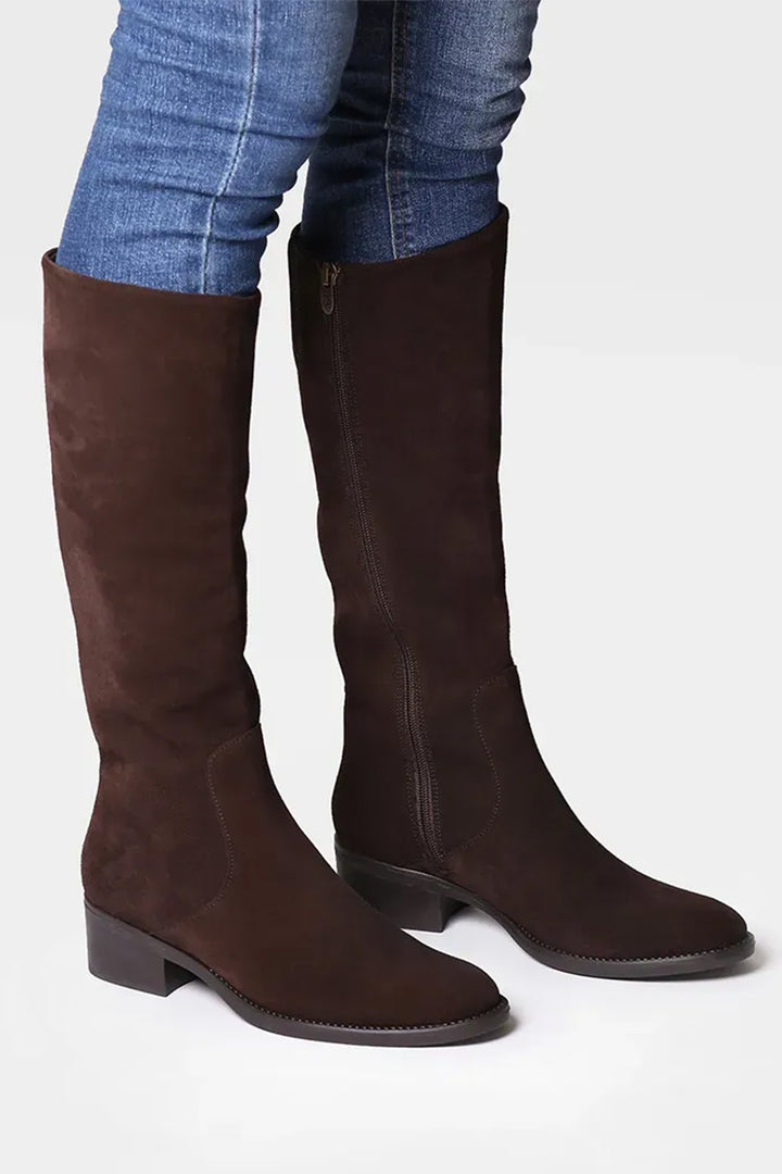 Toni Pons Tirol-SY Brown Suede Knee High Boots, worn with jeans