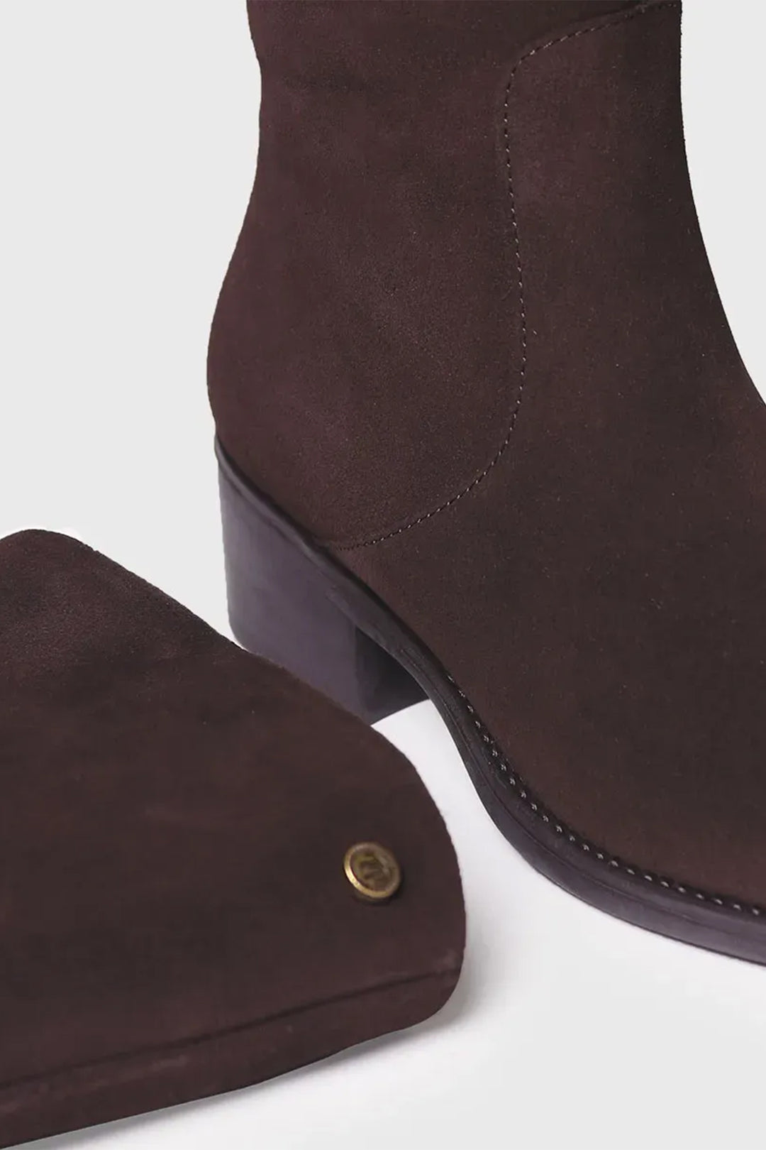 Toni Pons Tirol-SY Brown Suede Knee High Boots, block heel and toe detail