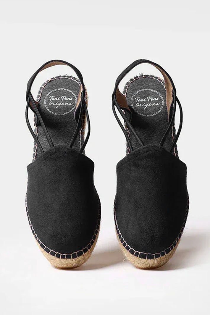 Toni Pons Tremp Espadrille Black Wedge Heel Sandal