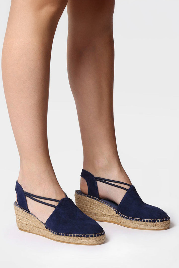Toni Pons Tremp Espadrille Wedge Sandal Navy Suede - Shirley Allum Boutique