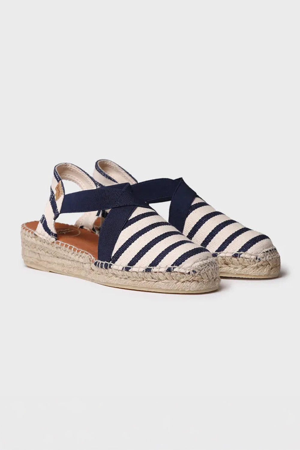 Toni Pons Vinaros Sandal Navy Striped Cotton Canvas Wedge Espadrille - Shirley Allum Boutique