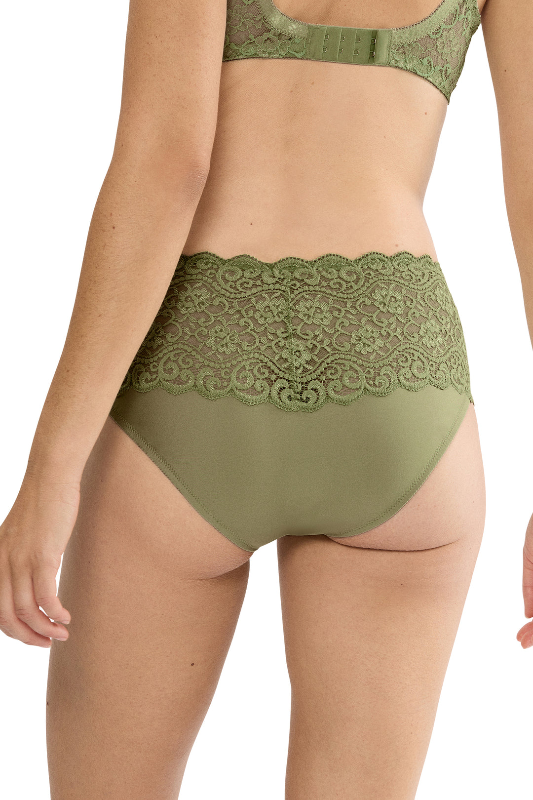 Triumph Amourette olive gold lace maxi brief at Shirley Allum