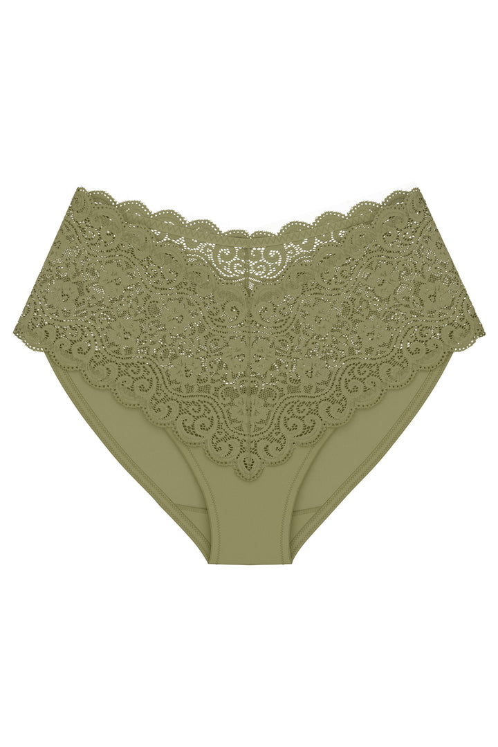 Triumph Amourette olive gold lace maxi brief at Shirley Allum