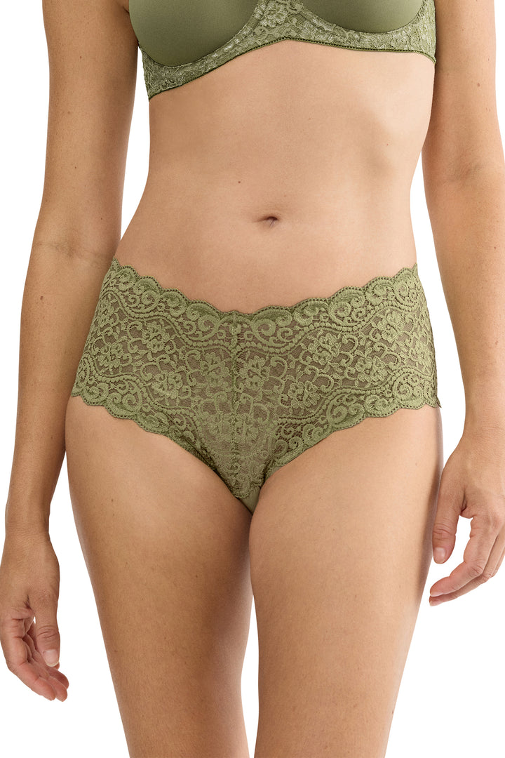 Triumph Amourette olive gold lace maxi brief at Shirley Allum