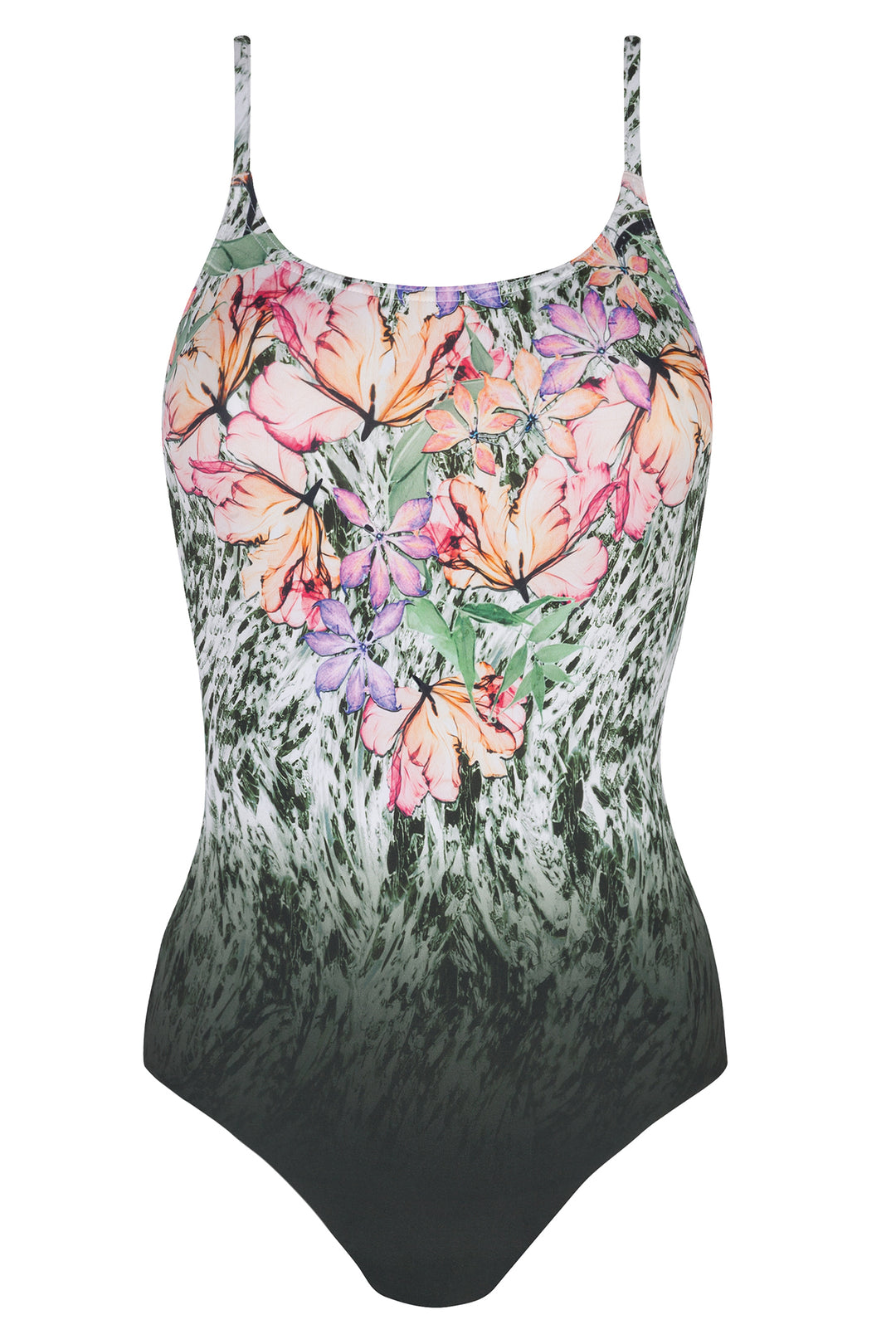 Triumph Floral Cascades green floral one-piece swimsuit at Shirley Allum