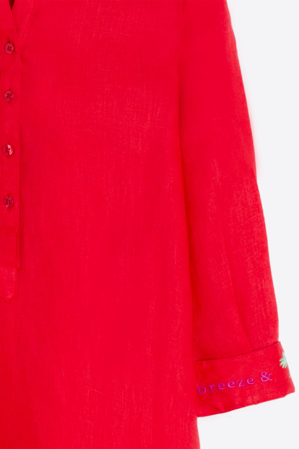 Vilagallo 30974 Red Linen Shirt Style Dress - Shirley Allum Boutique