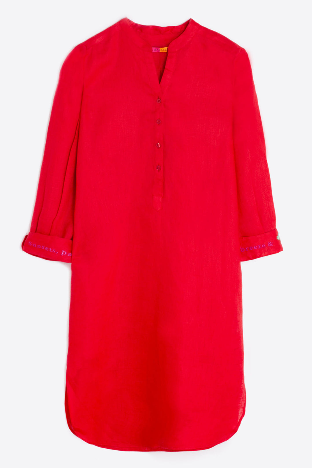 Vilagallo 30974 Red Linen Shirt Style Dress - Shirley Allum Boutique