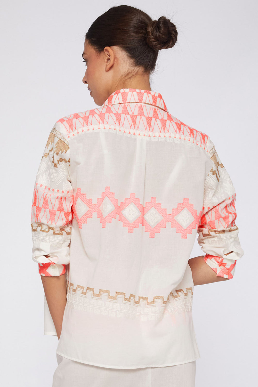 Vilagallo 30994 Sara White Coral Embroidered Shirt - Shirley Allum Boutique