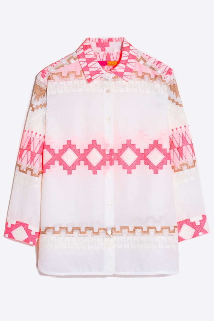 Vilagallo 30994 Sara White Coral Embroidered Shirt - Shirley Allum Boutique