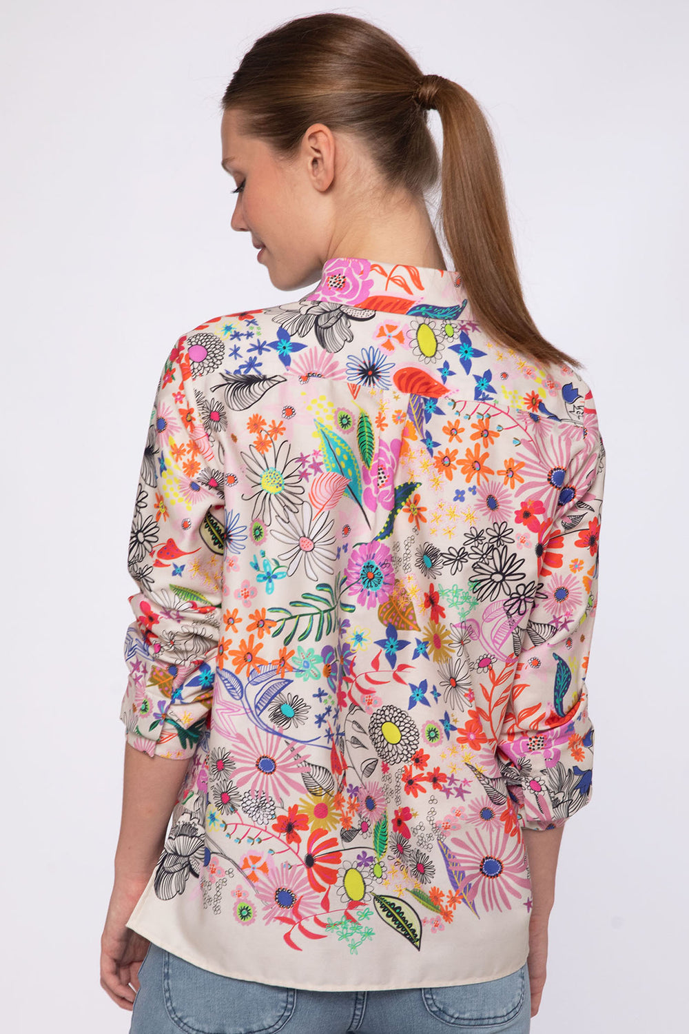 Vilagallo 31009 Rina Cream Multicolour Floral Print Shirt - Shirley Allum Boutique