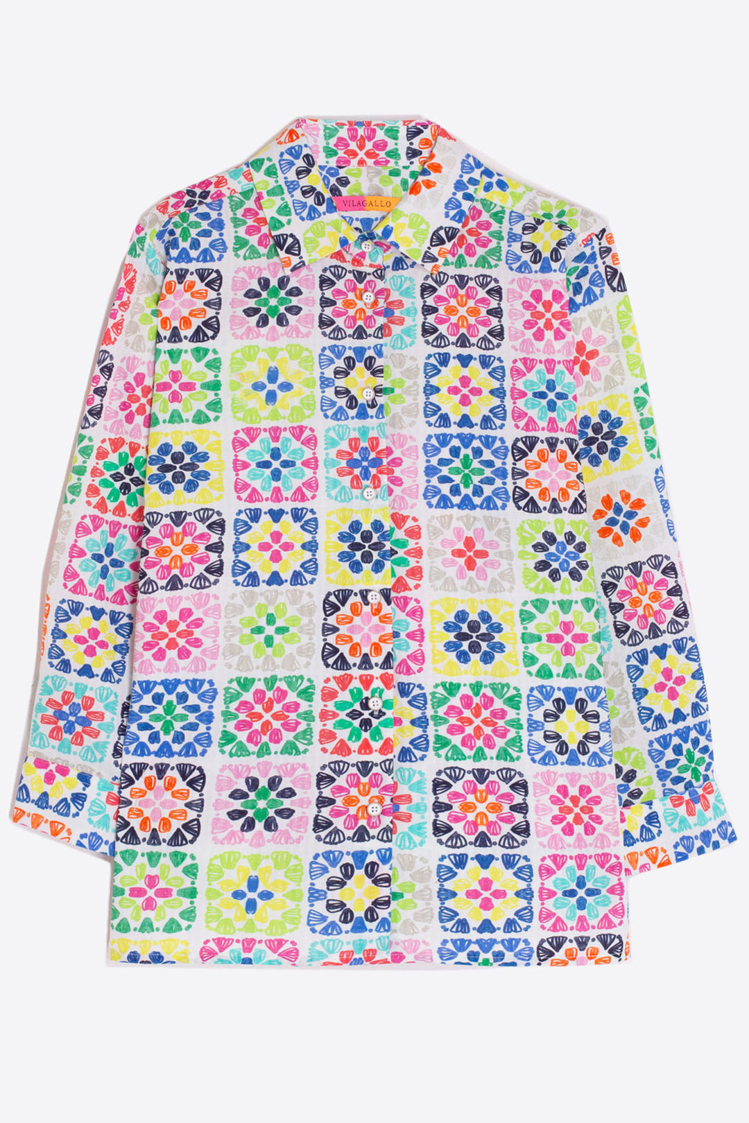 Vilagallo 31020 Sara Multicolour Patchword Print Shirt - Shirley Allum Boutique