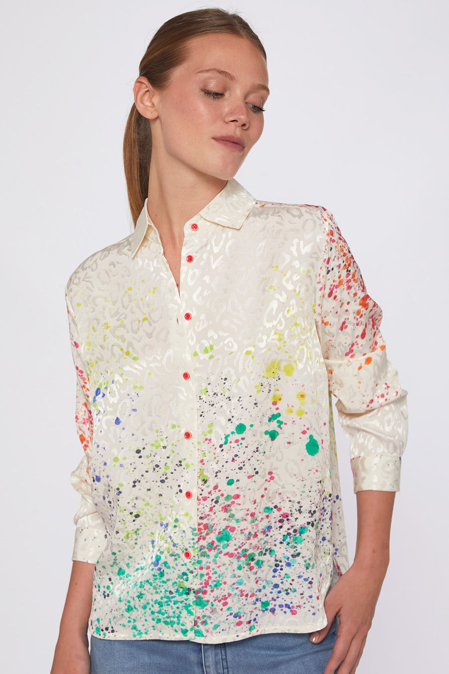 Vilagallo Tropical Garden Print Shirt Green